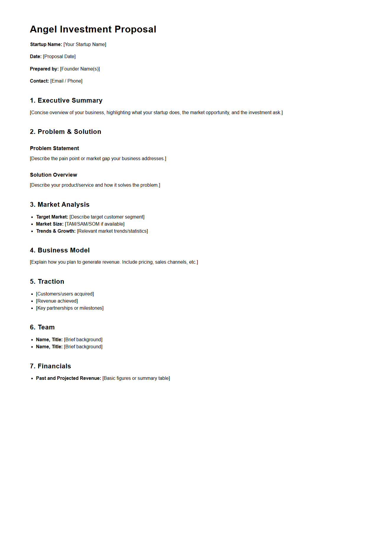 Angel Investment Proposal Sample for Entrepreneurs