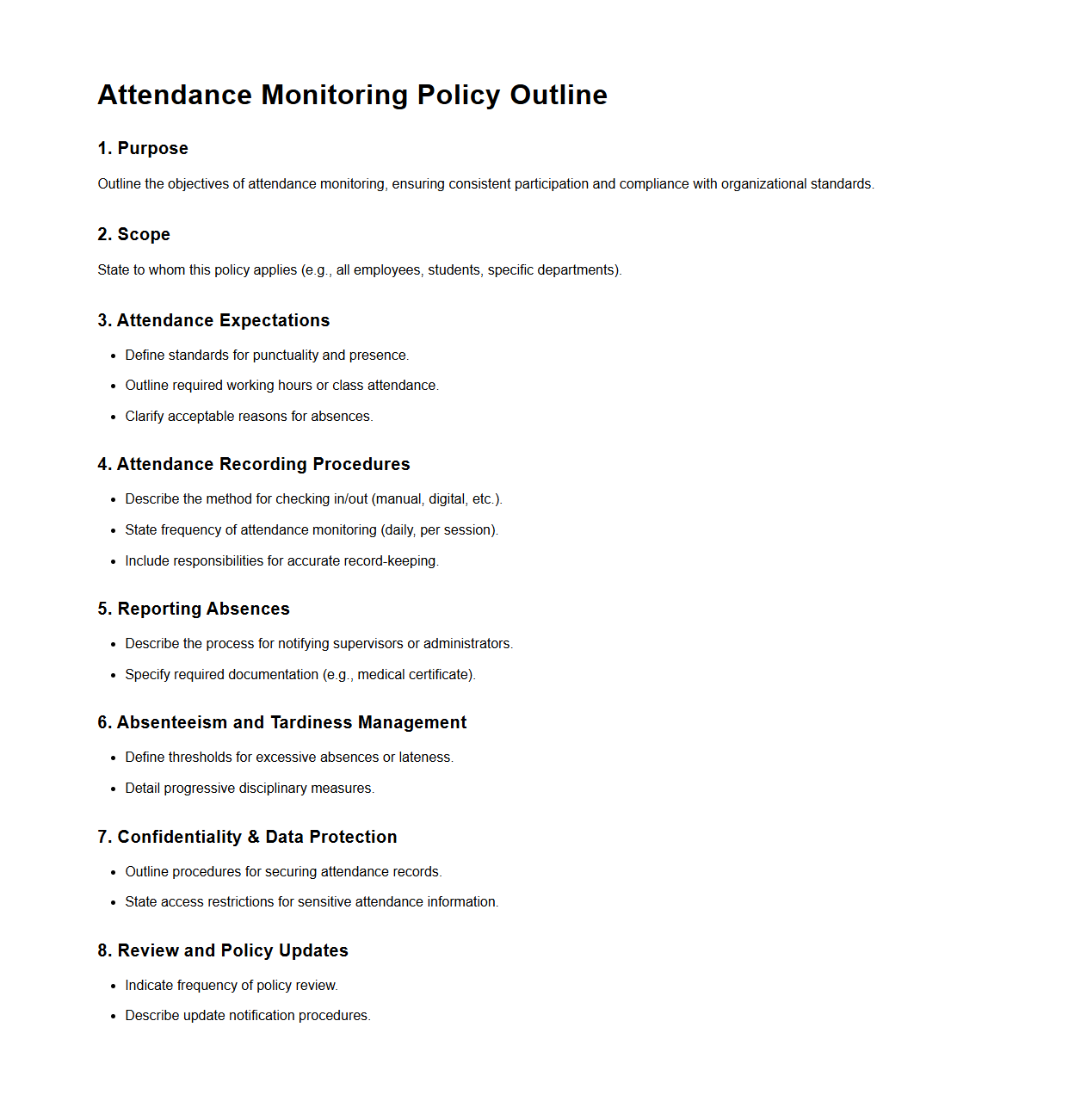Attendance Monitoring Policy Outline