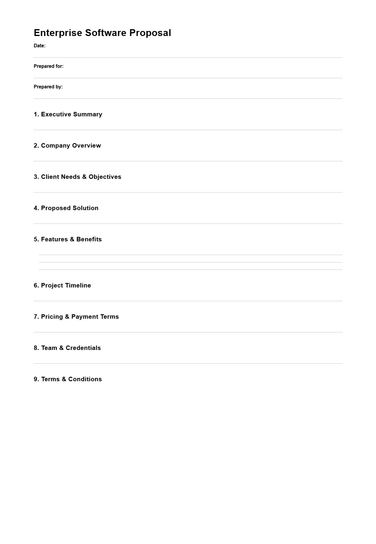 Blank Enterprise Software Proposal Template