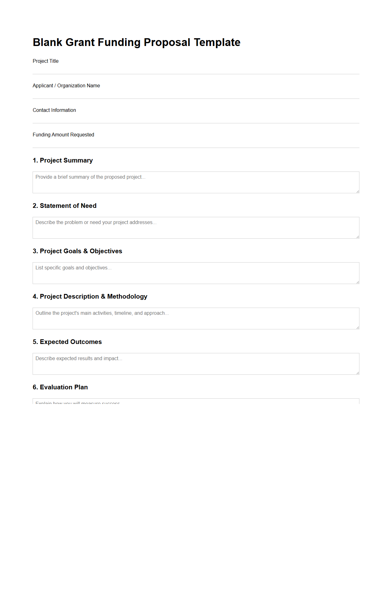 Blank Grant Funding Proposal Template