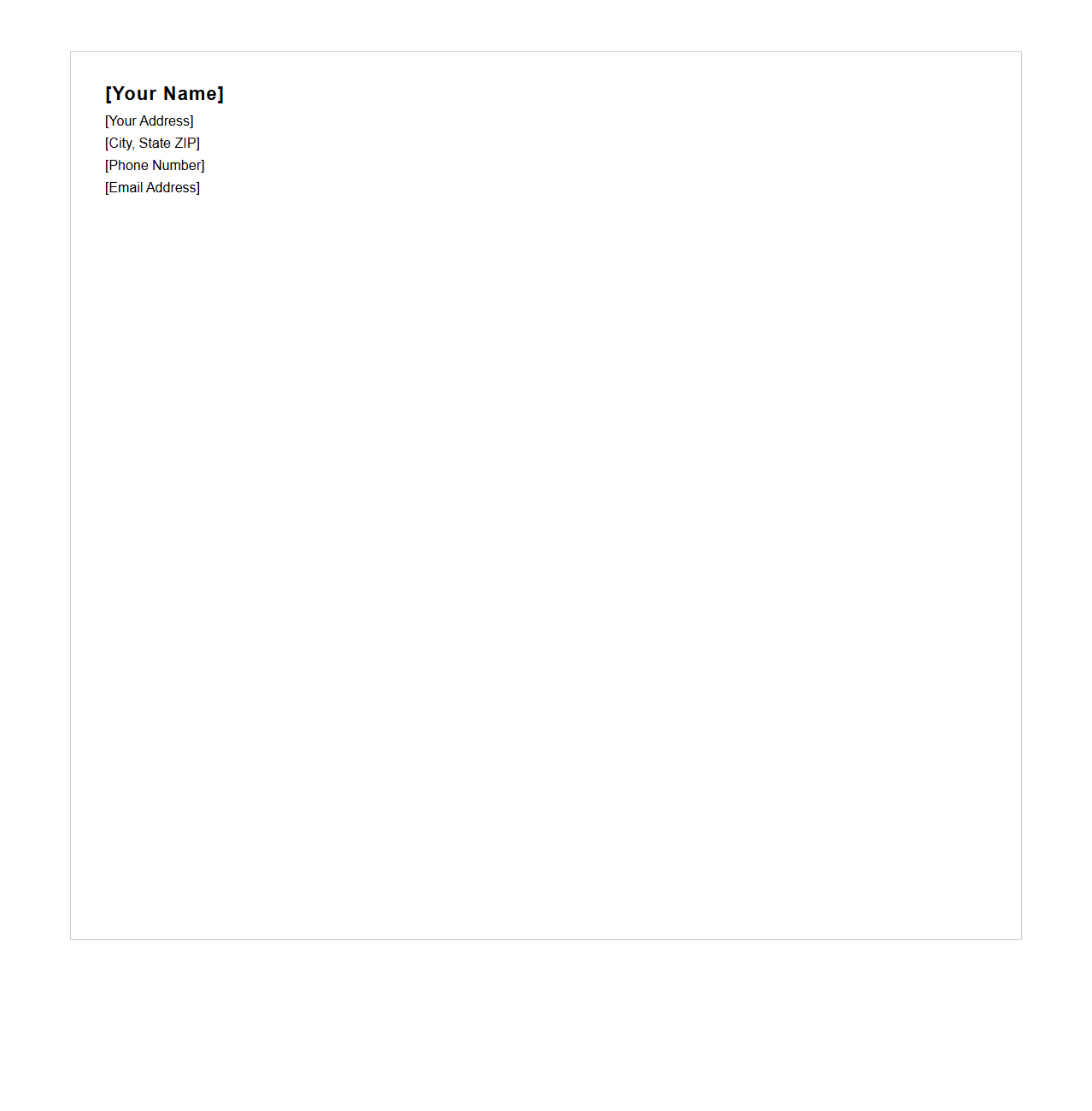 Blank Letterhead Template for Individual Correspondence