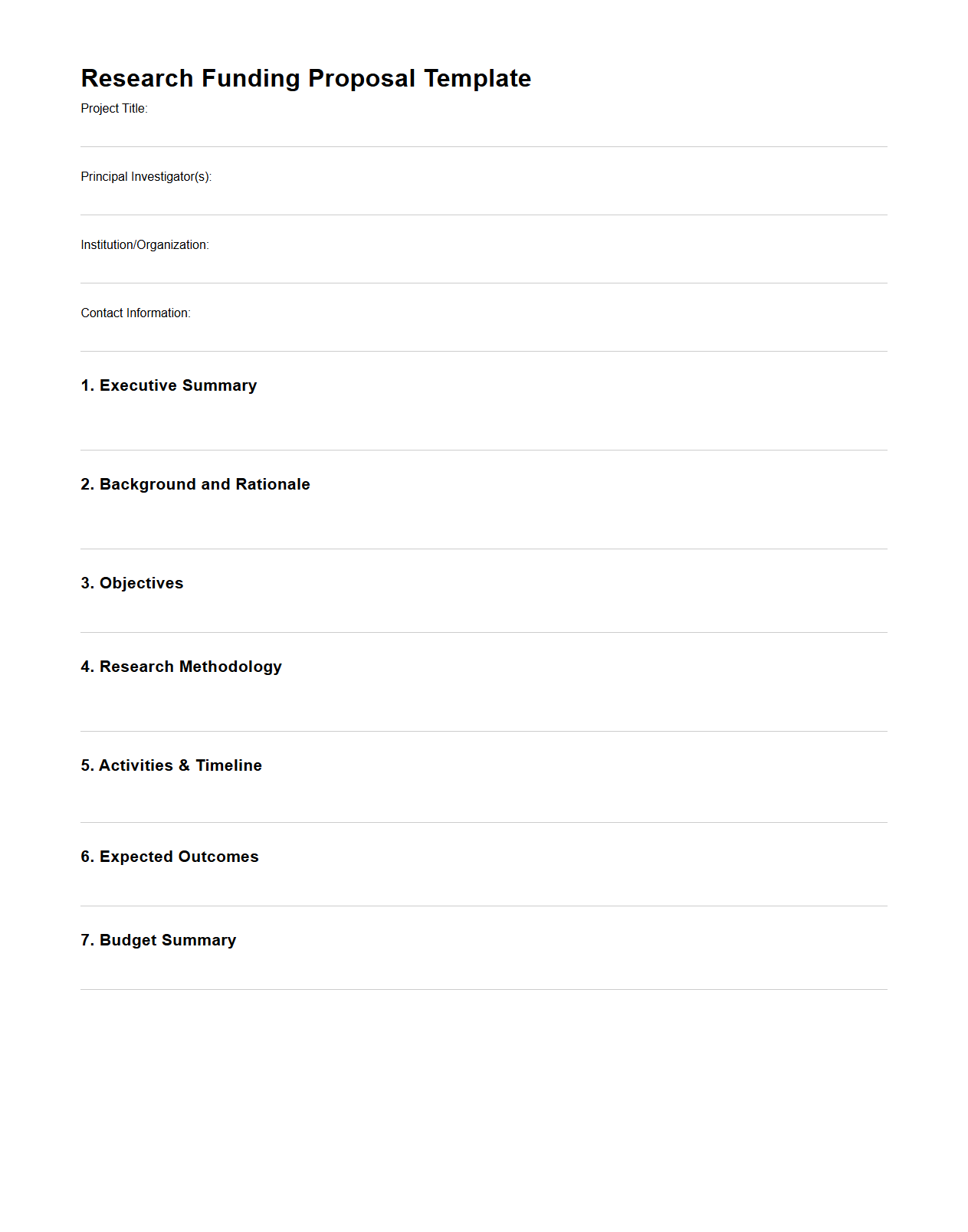 Blank Research Funding Proposal Template