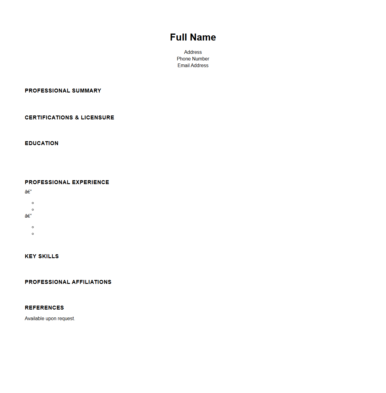 Blank Special Education Teacher Resume Format