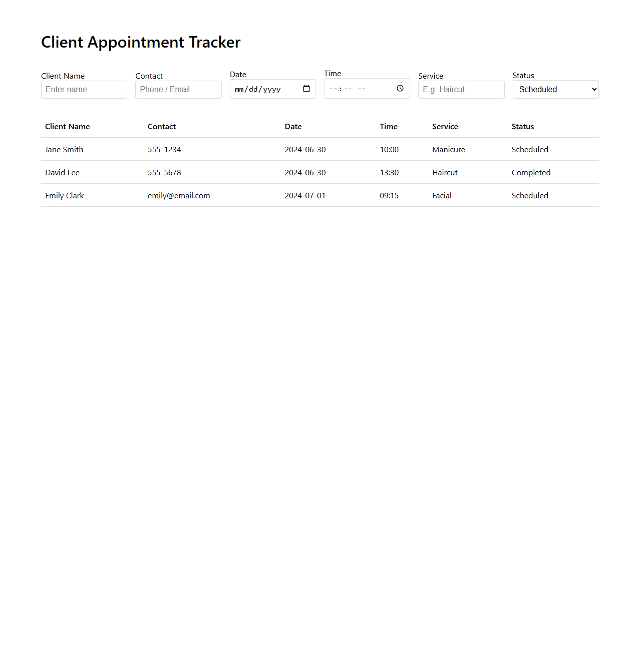 Client Appointment Tracker for Salons