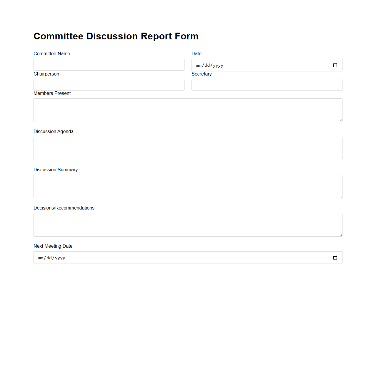 Committee Discussion Report Form