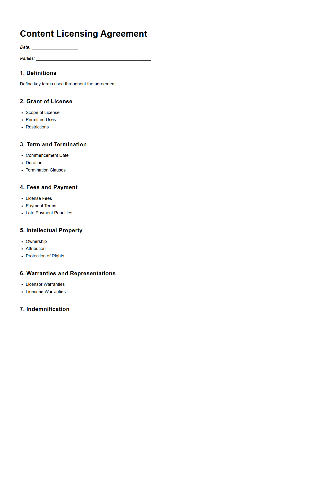 Content Licensing Agreement Structure