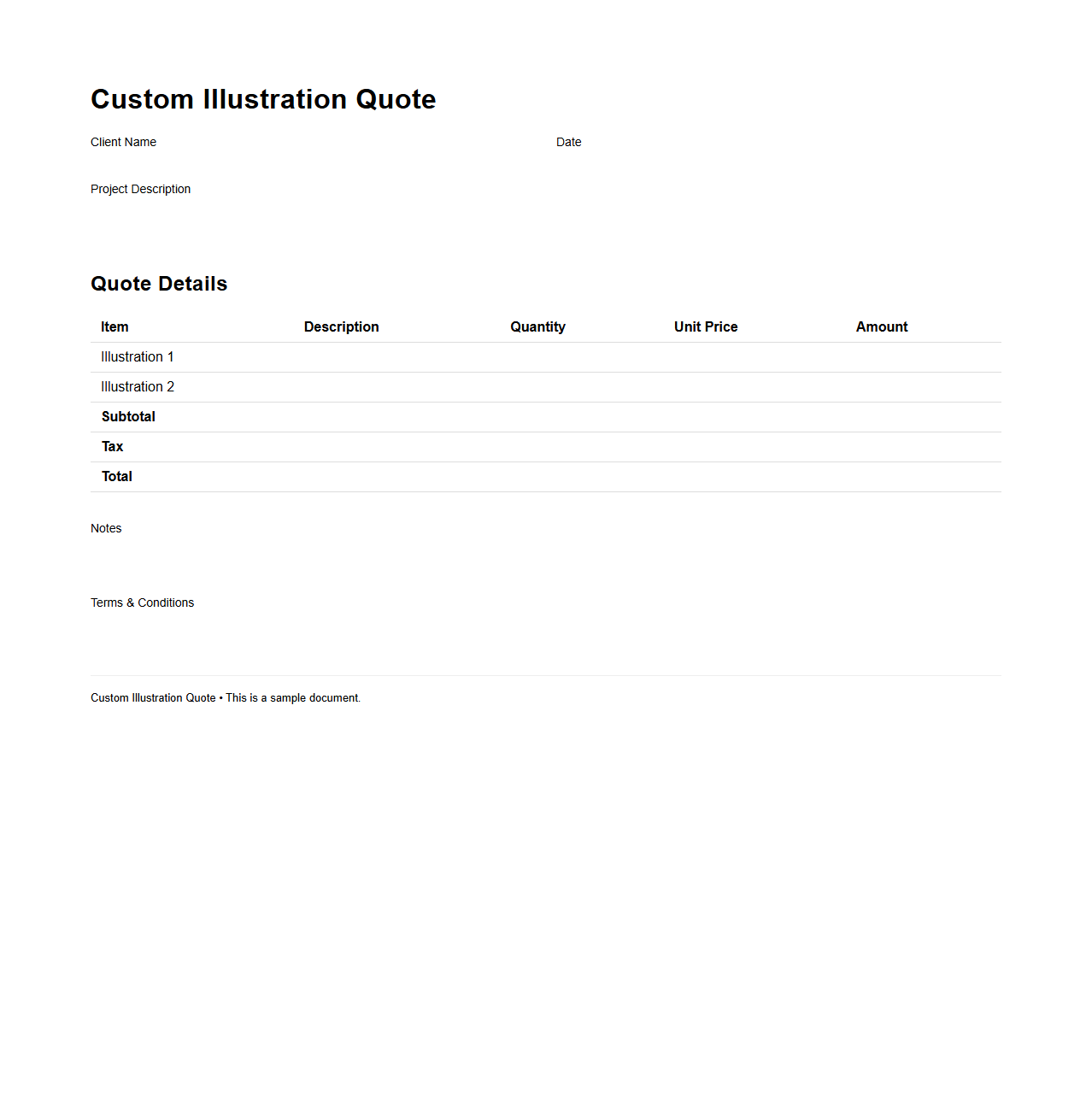 Custom Illustration Quote Document