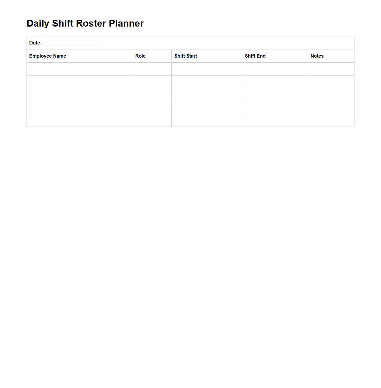 Daily Shift Roster Planner