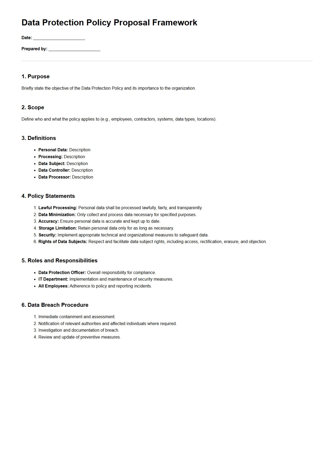 Data Protection Policy Proposal Framework