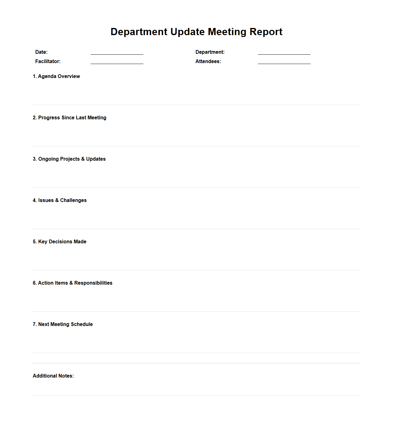 Department Update Meeting Report Format
