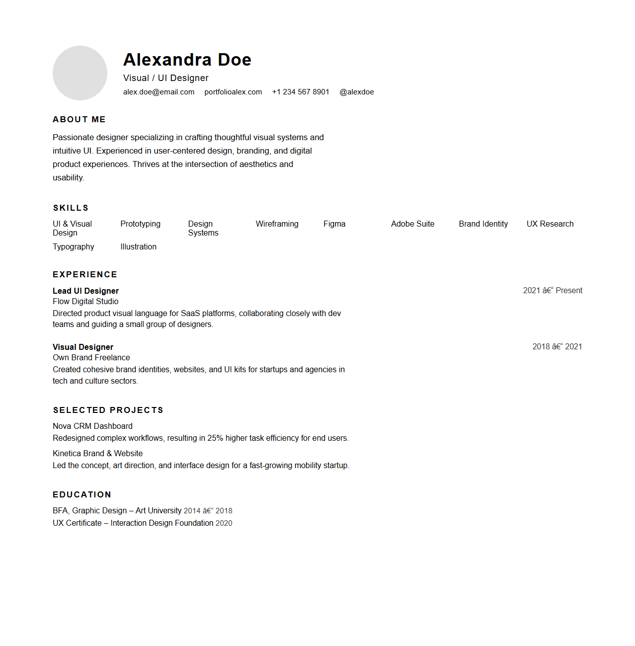 Elegant Visual Resume for Designers