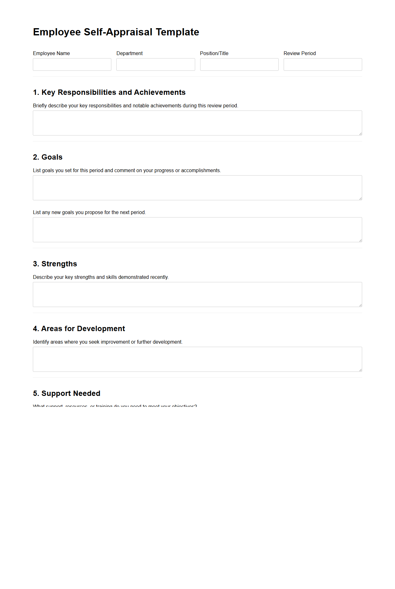 Employee Self-Appraisal Template