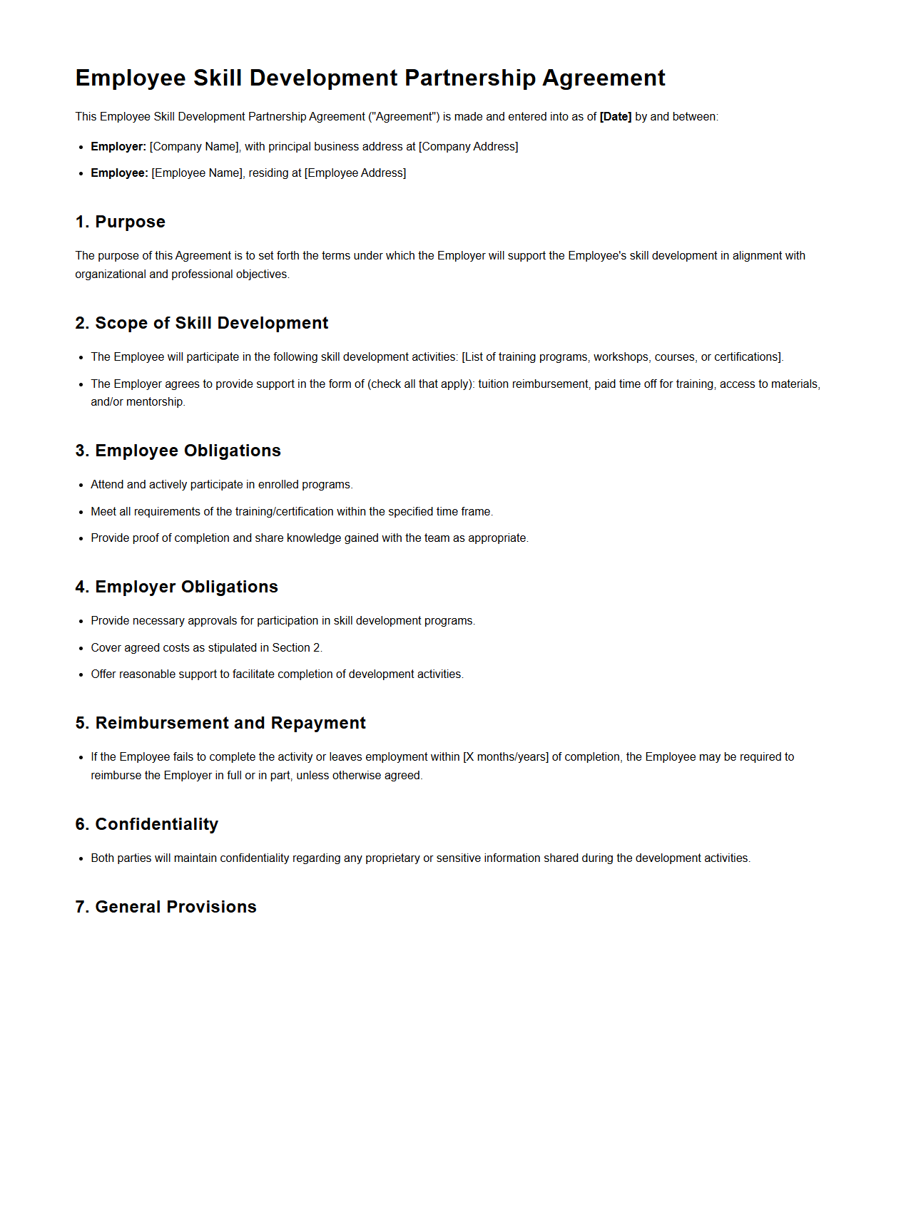 Employee Skill Development Partnership Agreement