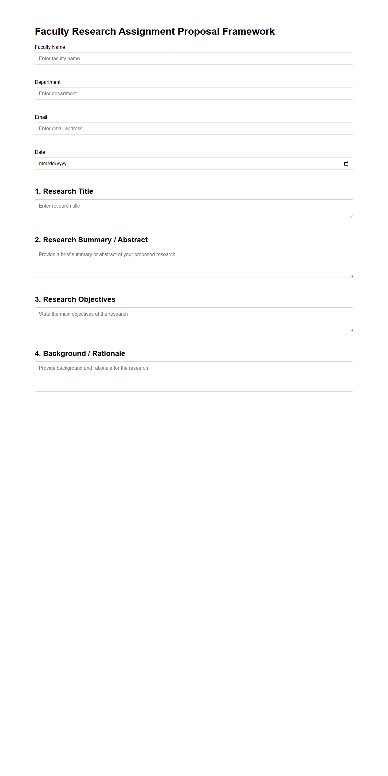 Faculty Research Assignment Proposal Framework