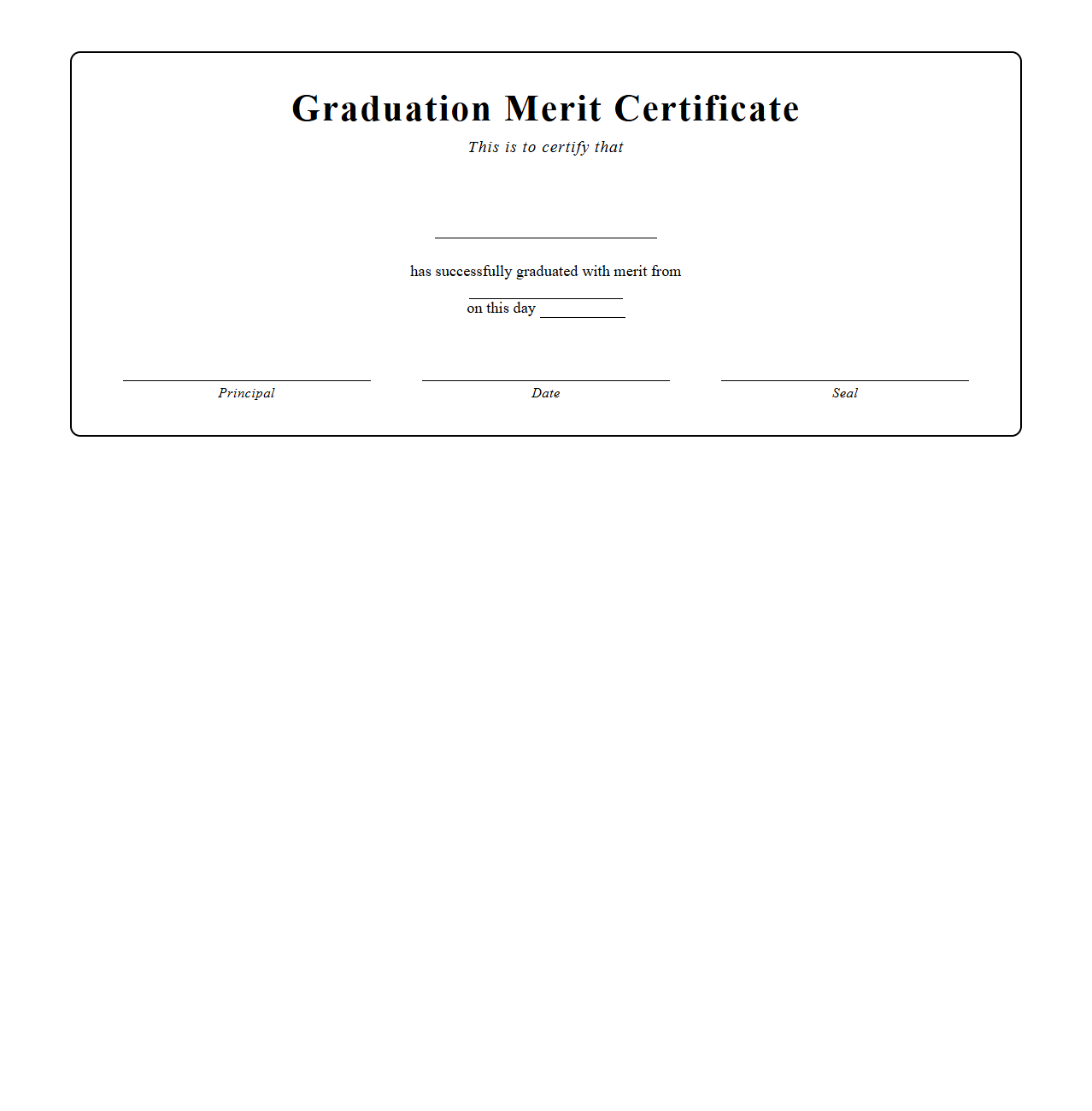 Graduation Merit Certificate Template