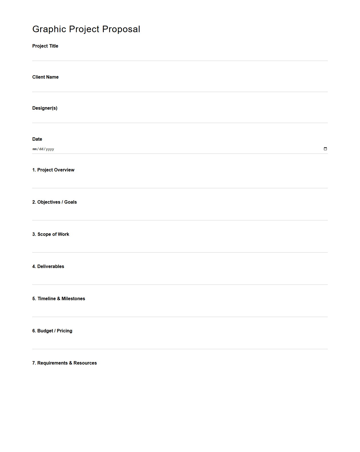 Graphic Project Proposal Format for Designers
