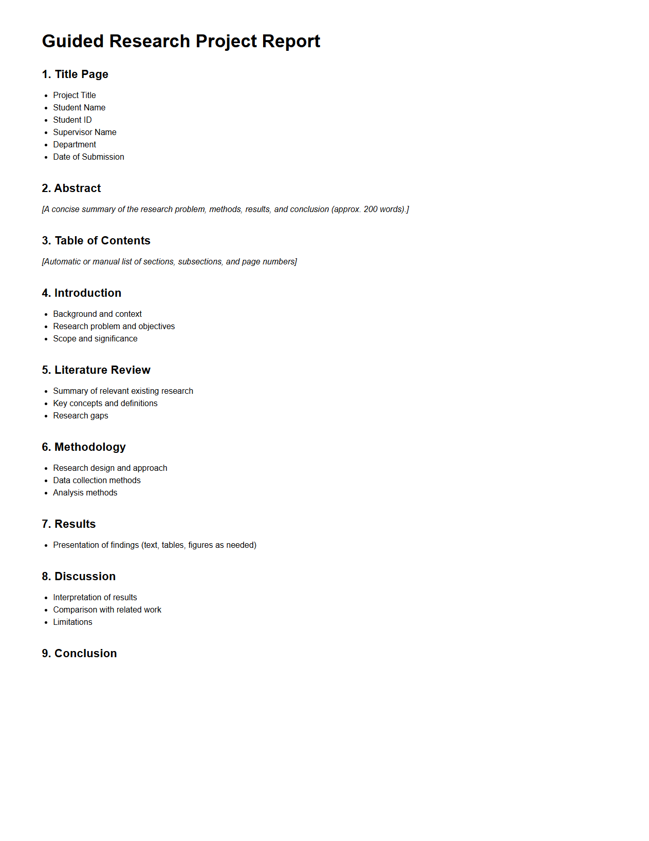 Guided Research Project Report Framework