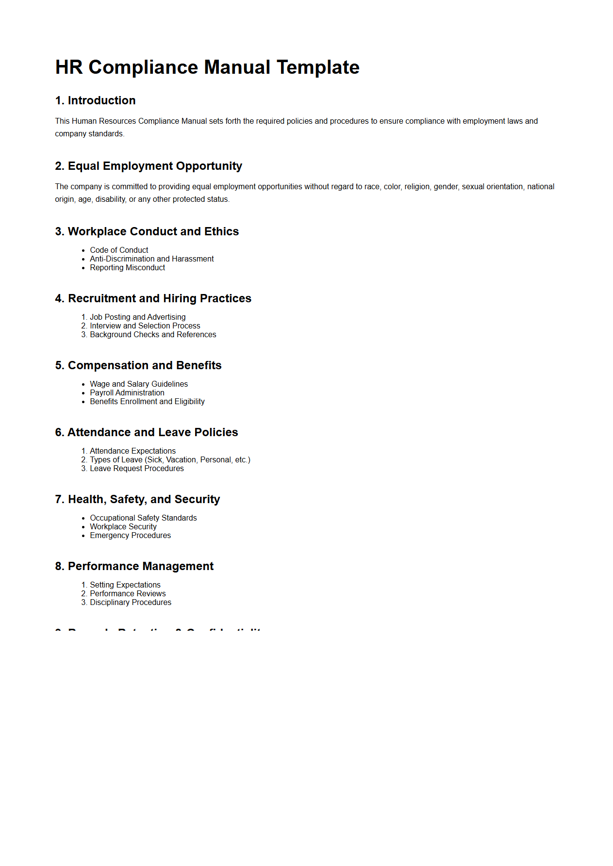 HR Compliance Manual Template
