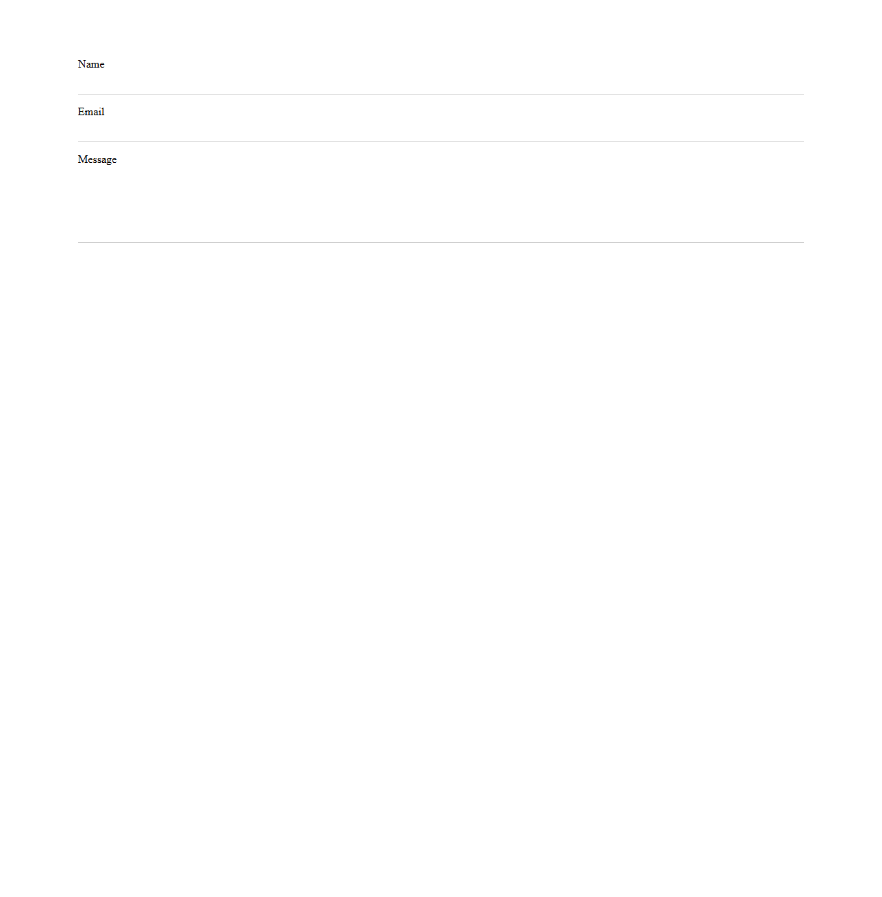 Minimalist Website Contact Form Example