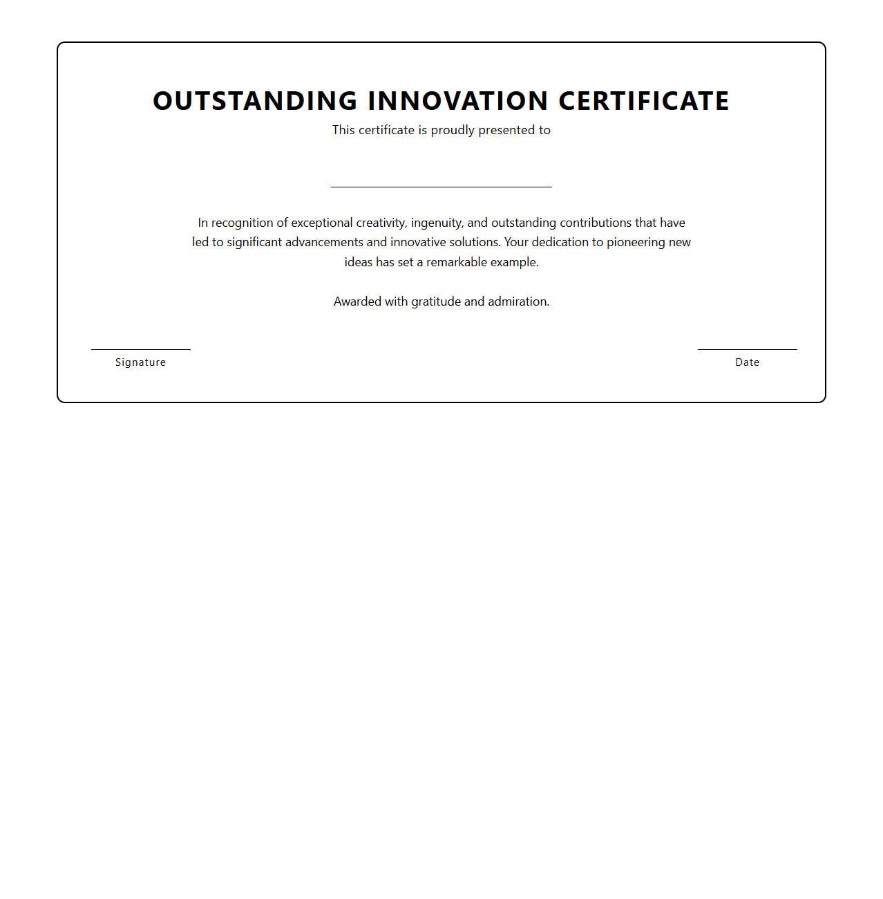 Outstanding Innovation Certificate Template