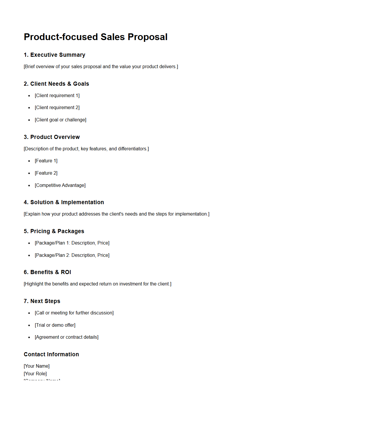 Product-focused Sales Proposal Framework