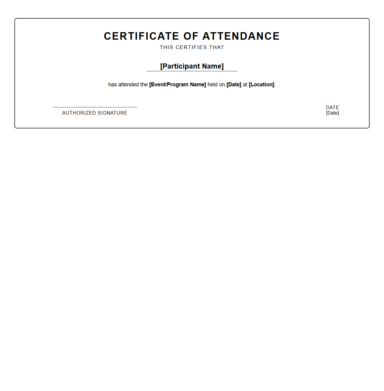Professional Attendance Certificate Design