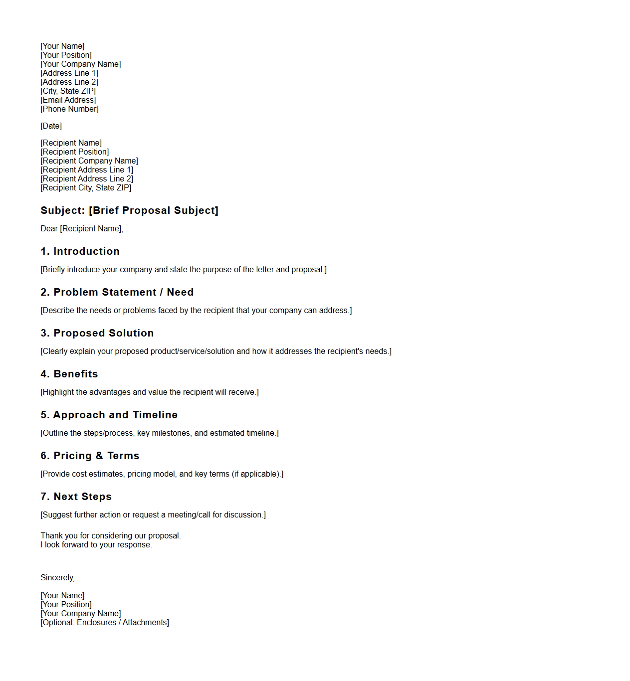 Standard Business Proposal Letter Structure