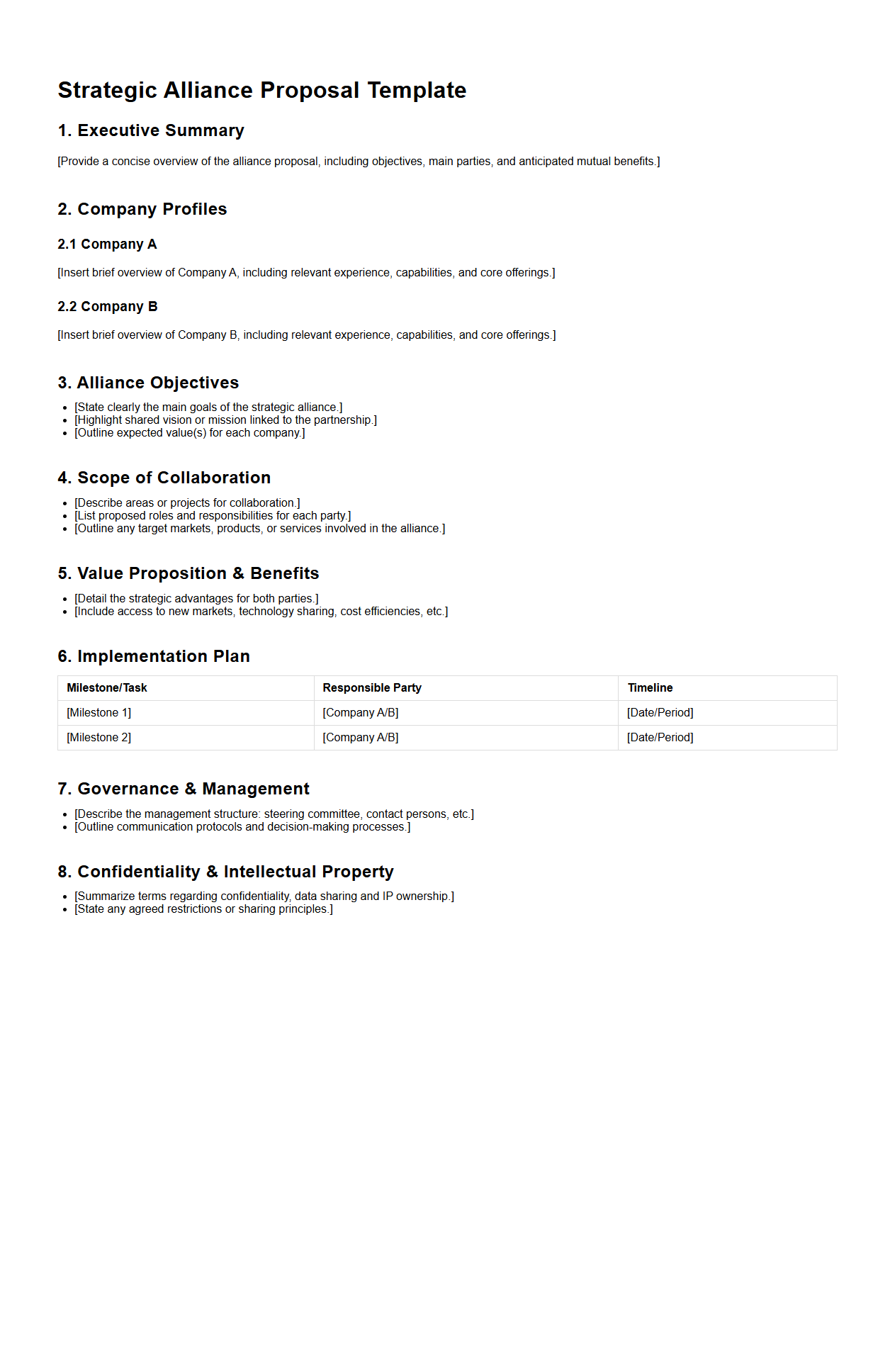 Strategic Alliance Proposal Template for Companies