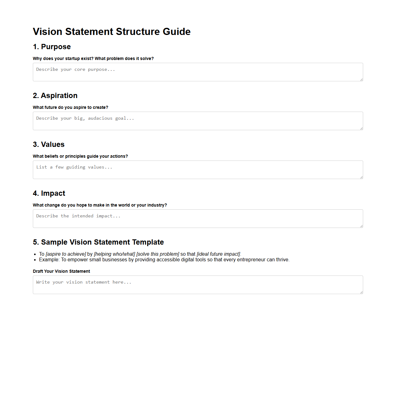 Vision Statement Structure Guide for Startups