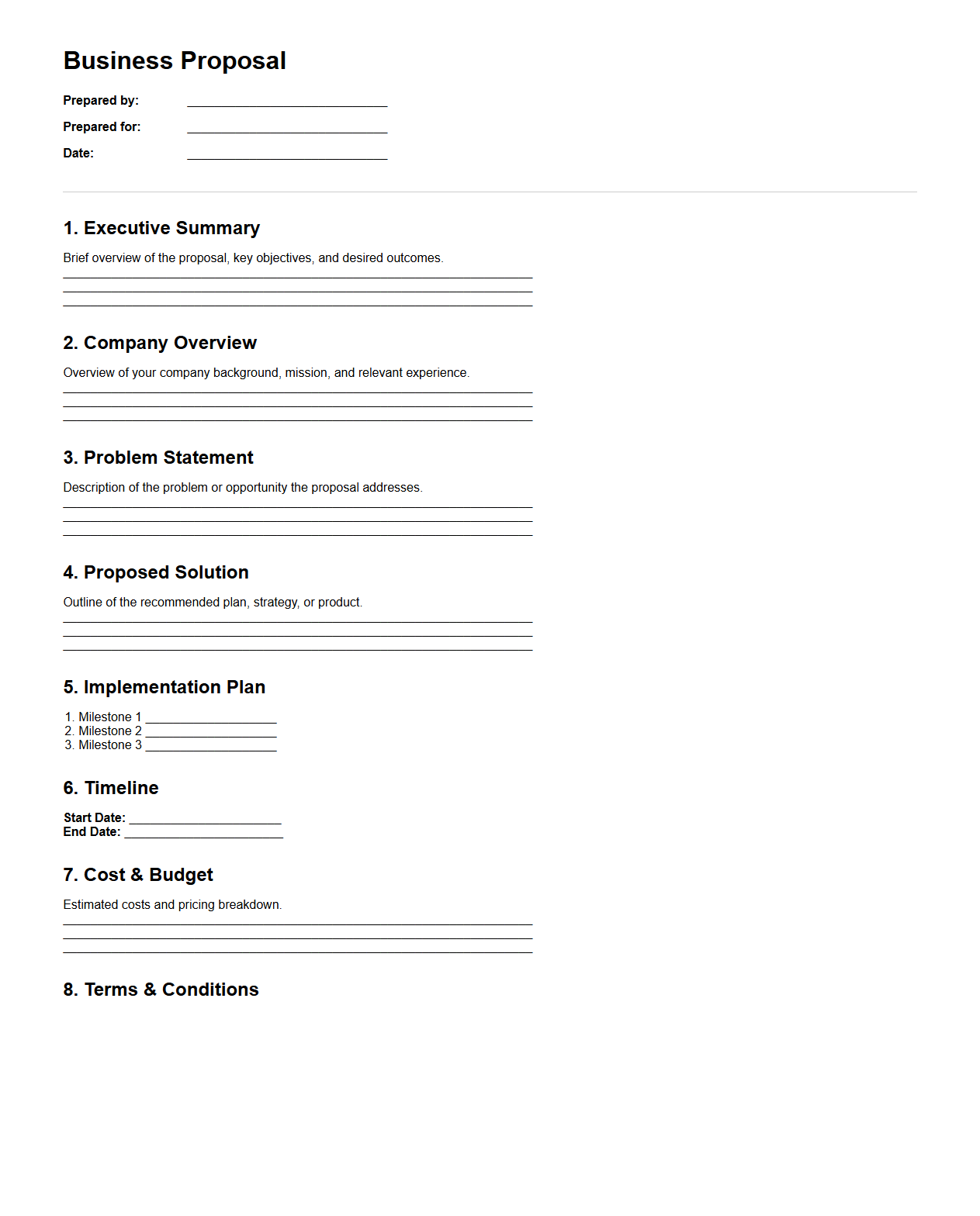 Basic Blank Business Proposal Format