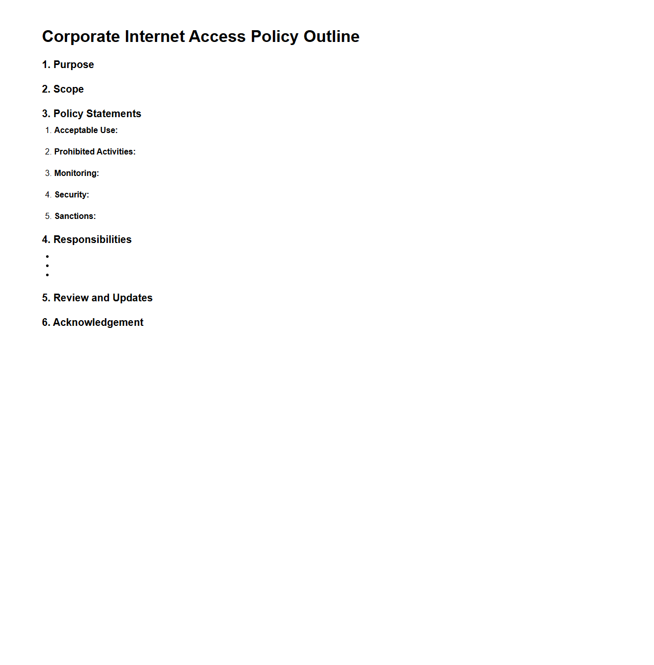 Blank Corporate Internet Access Policy Outline