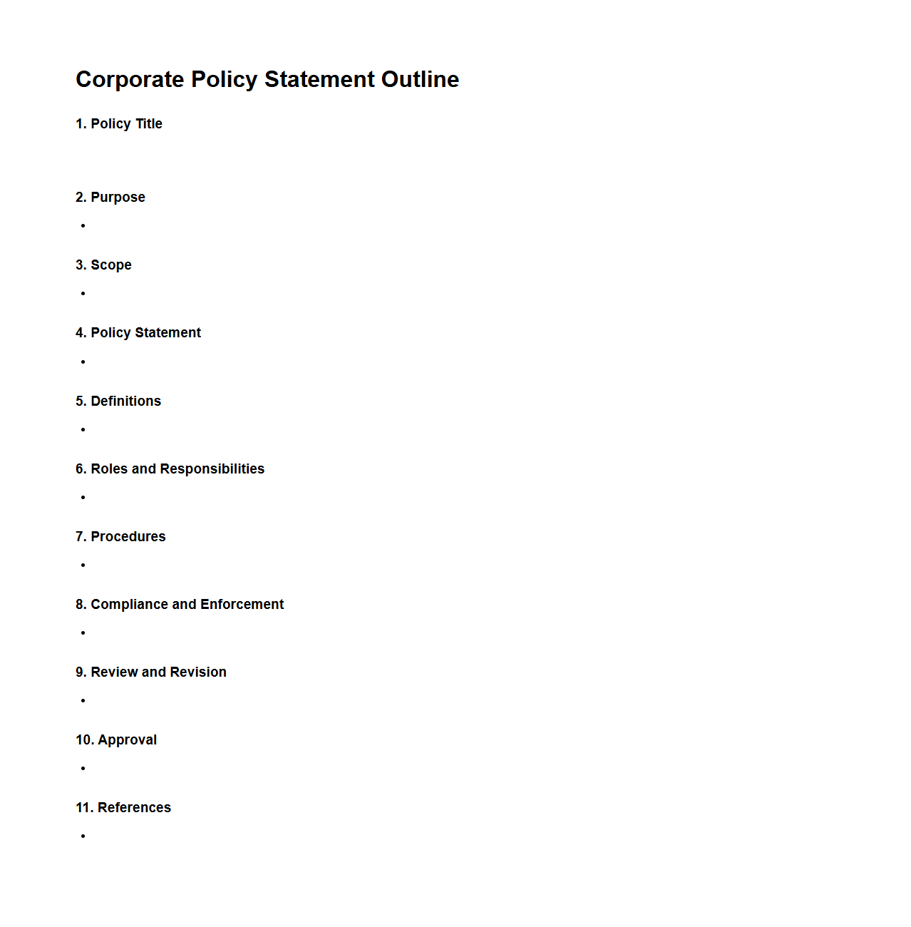 Blank Corporate Policy Statement Outline