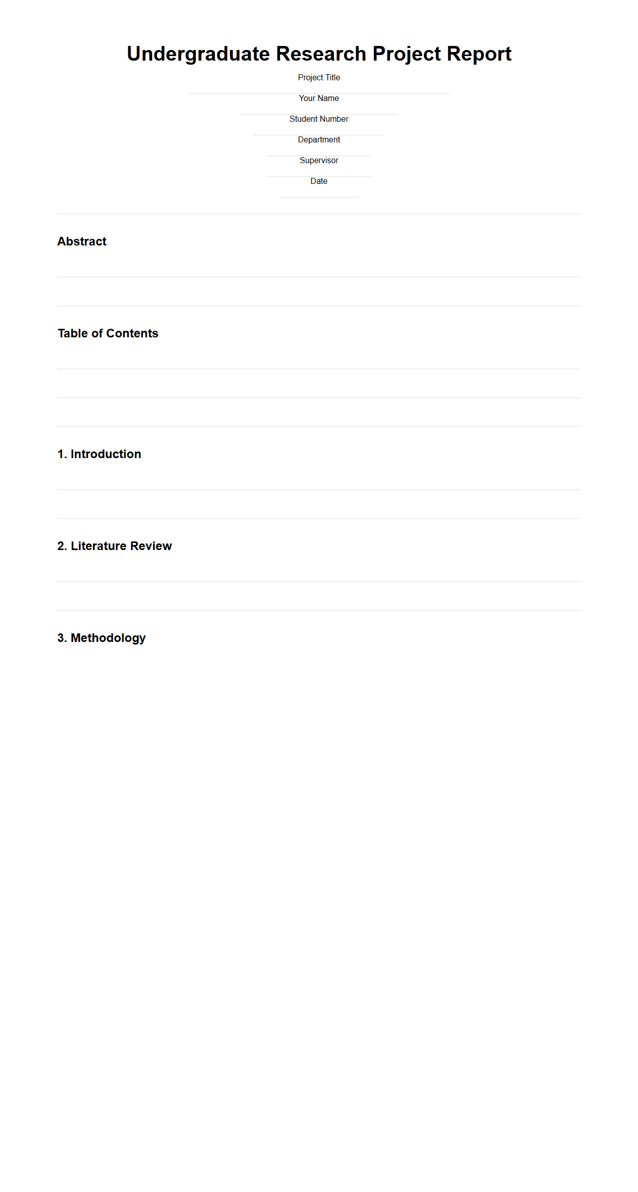 Blank Undergraduate Research Project Report