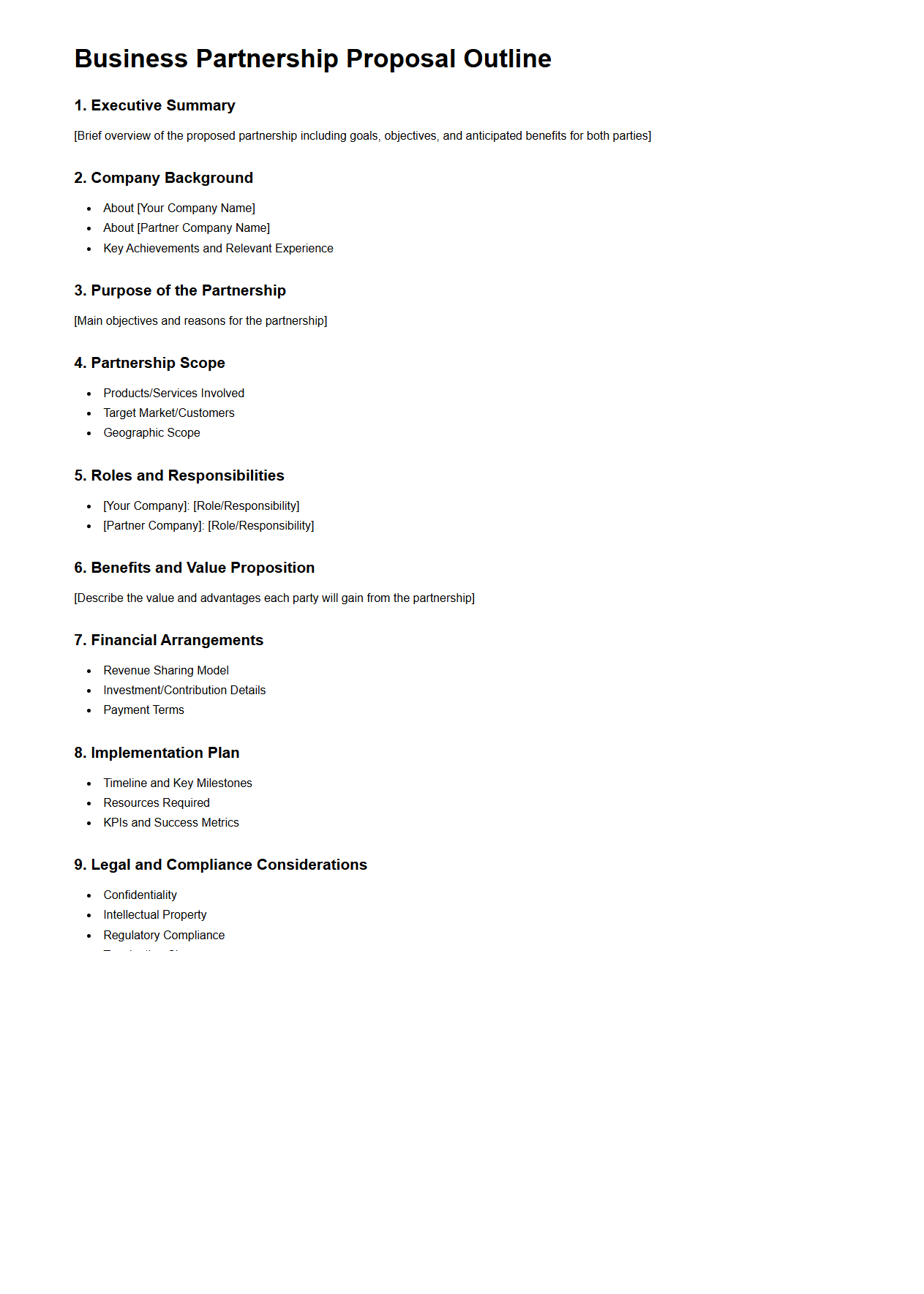 Business Partnership Proposal Outline Template
