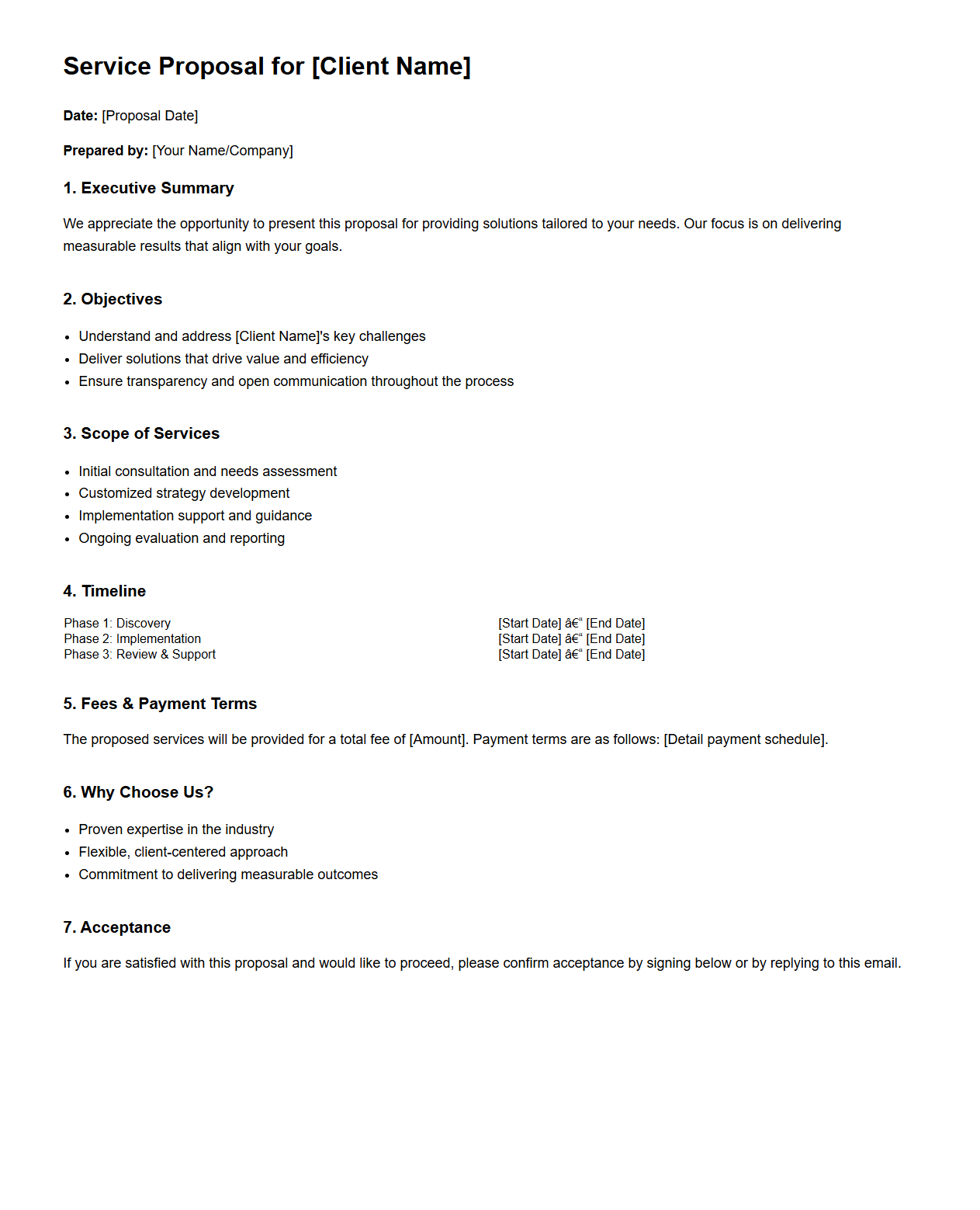 Client-Focused Service Proposal Example