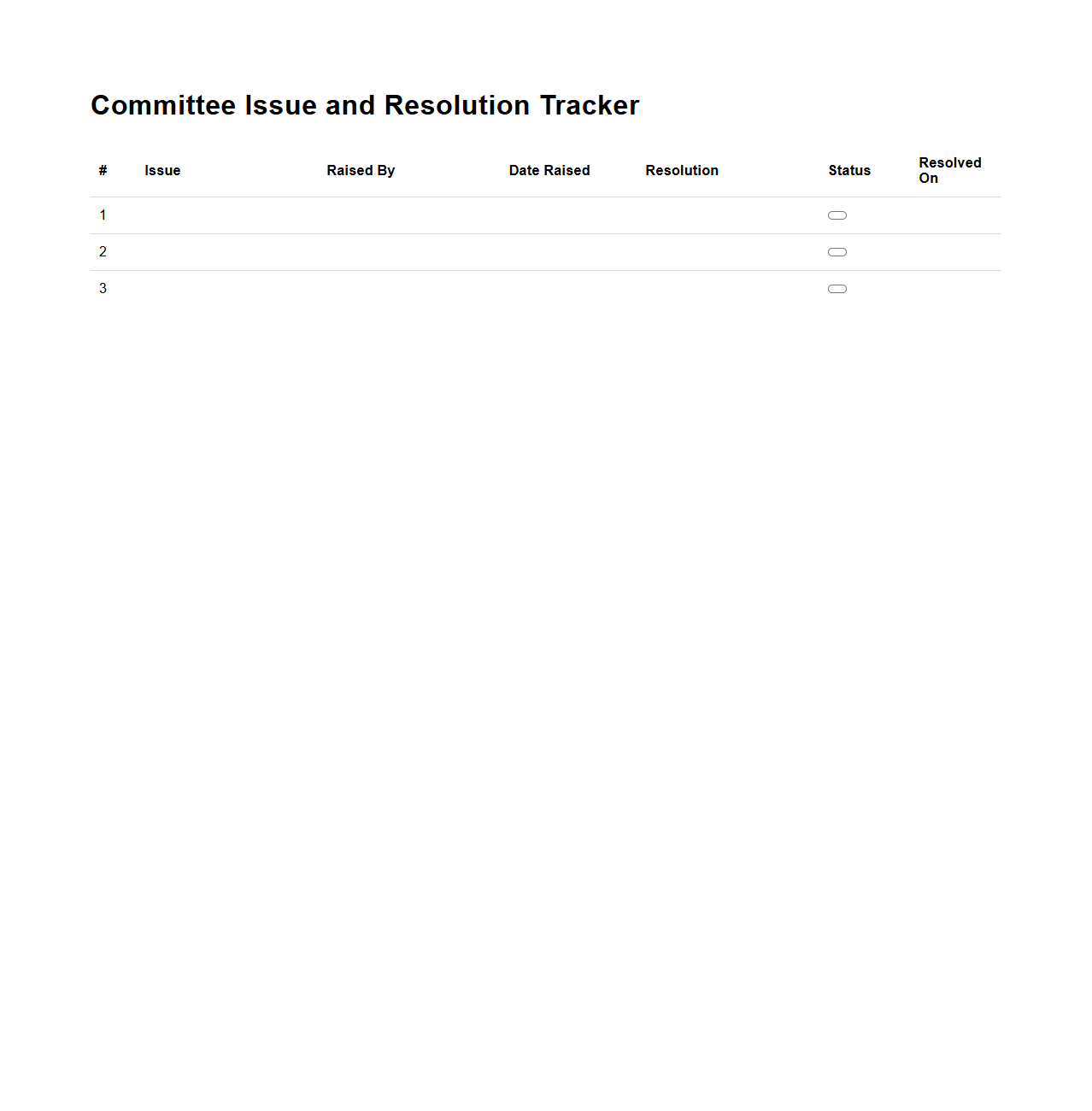 Committee Issue and Resolution Tracker