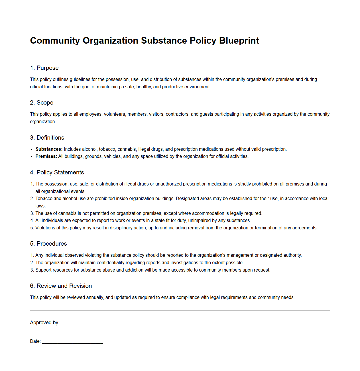 Community Organization Substance Policy Blueprint