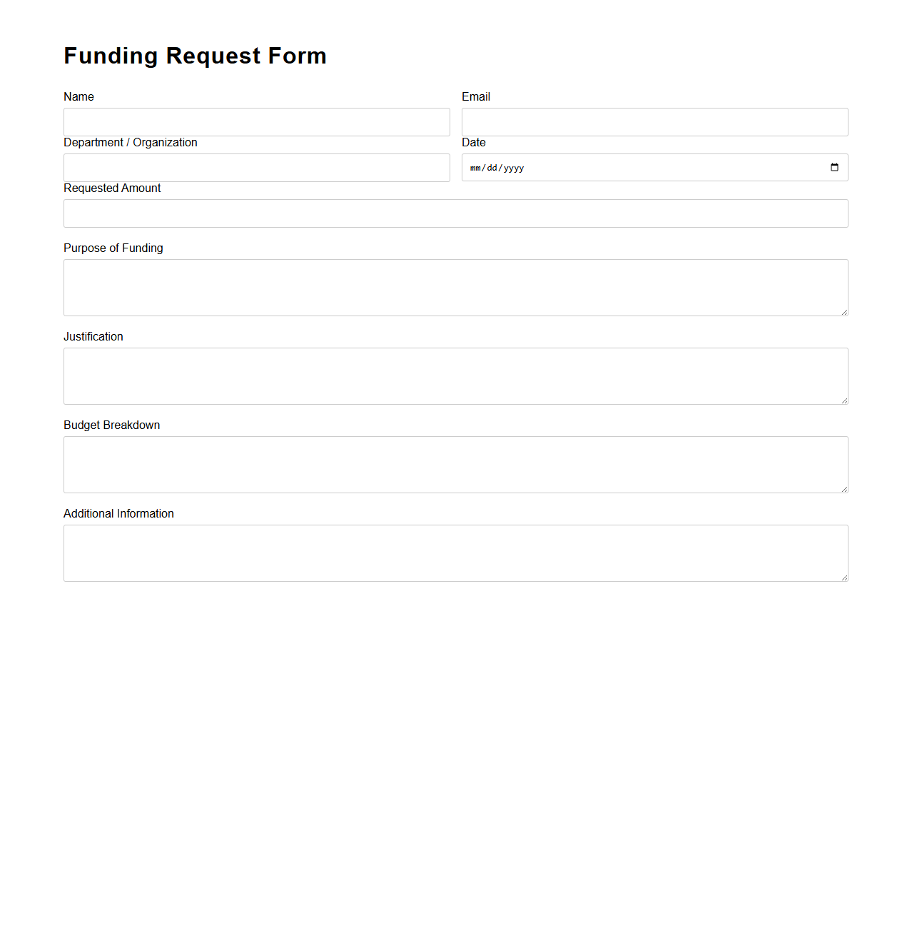 Funding Request Form Template