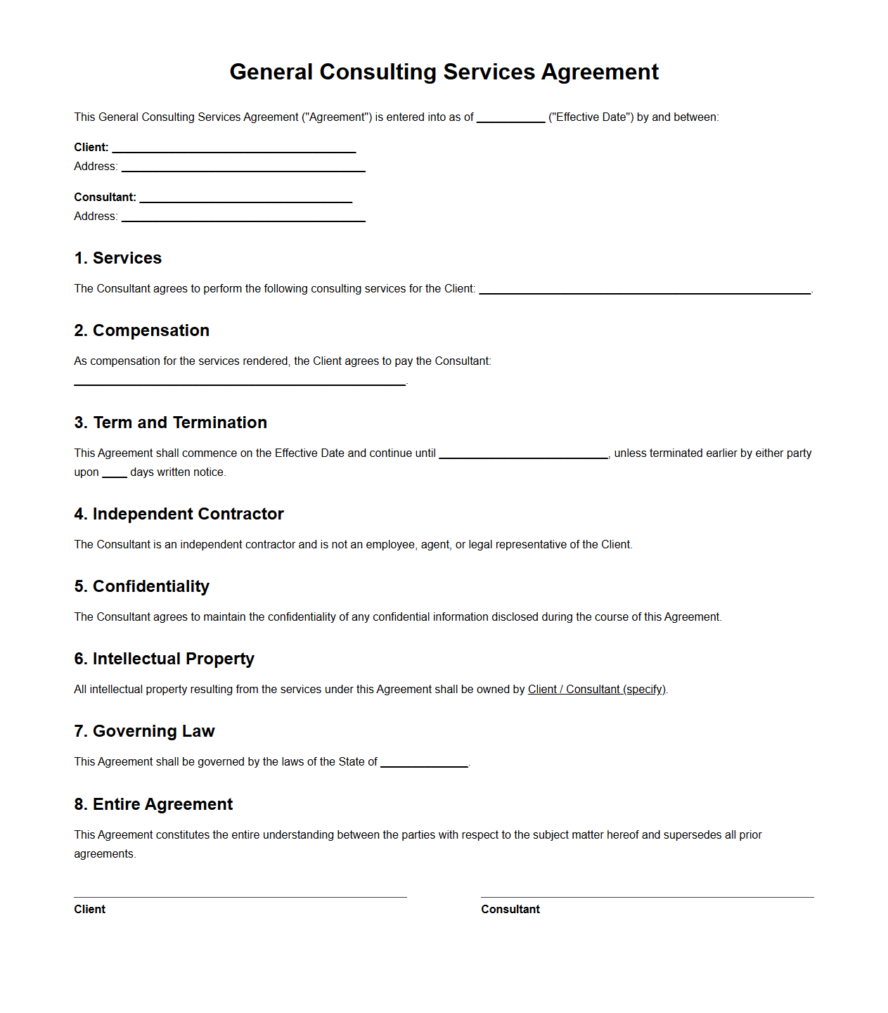 General Consulting Services Agreement Template