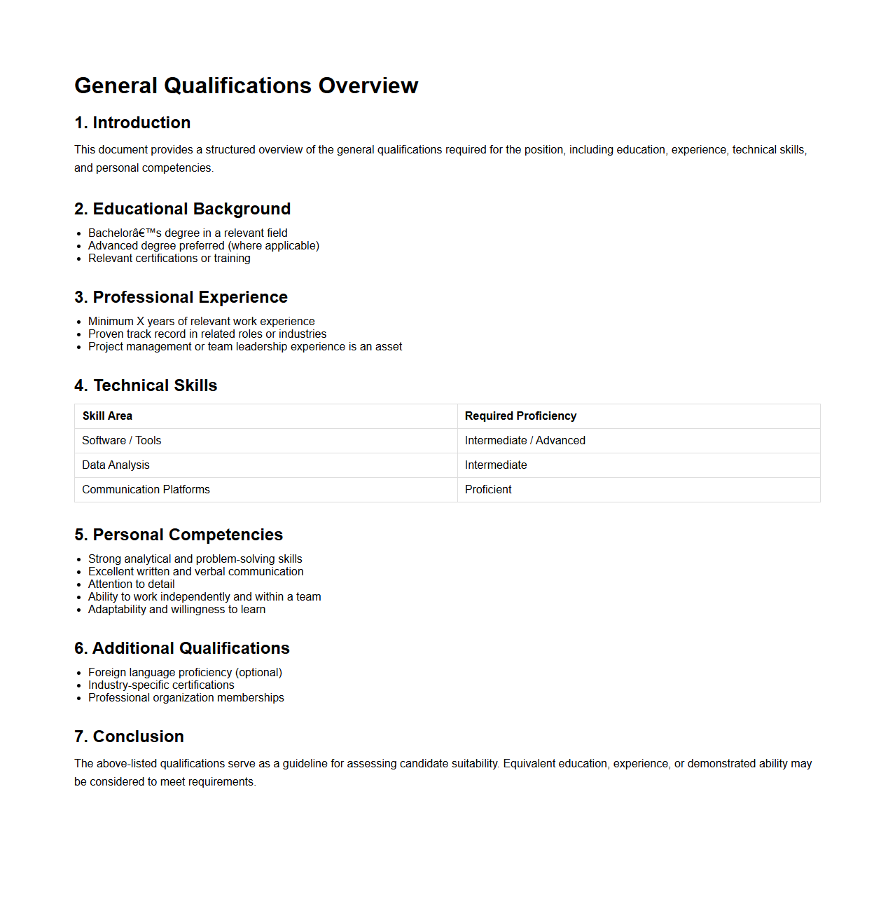 General Qualifications Overview Document