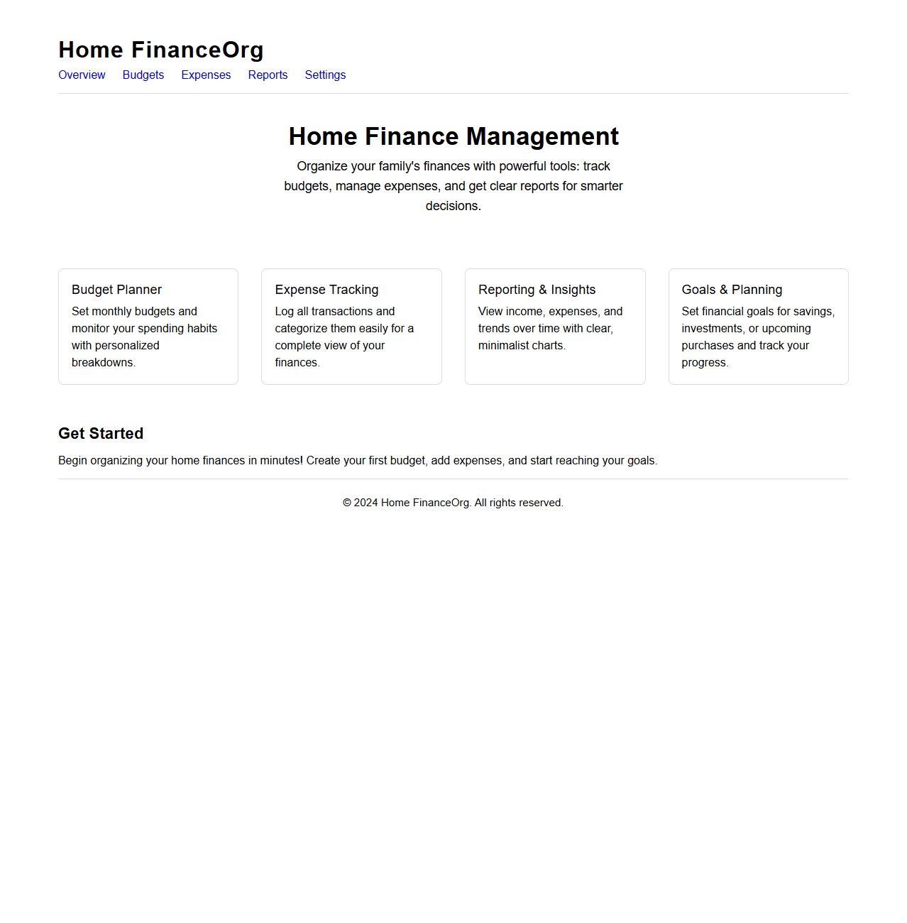 Home Finance Organization Template