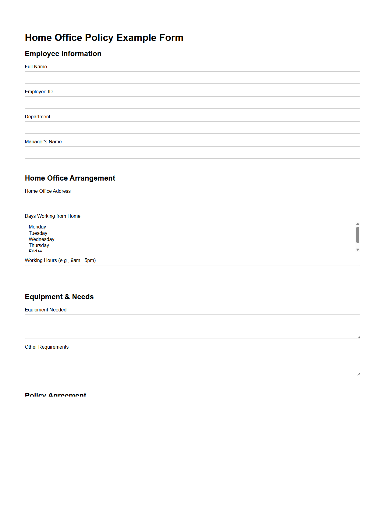 Home Office Policy Example Form