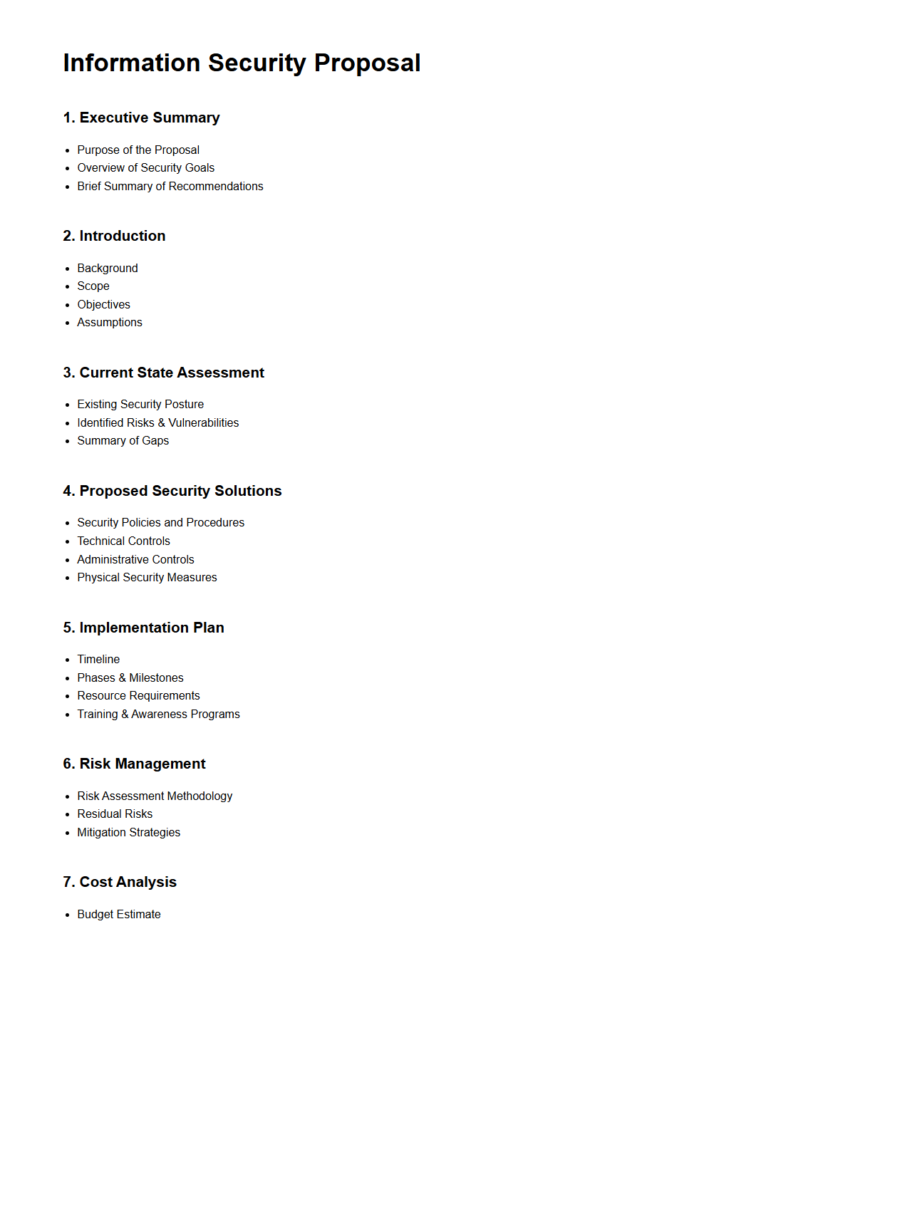 Information Security Proposal Document Structure