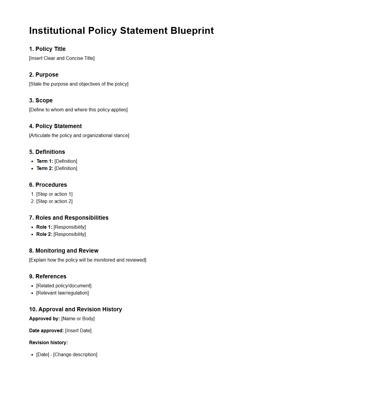 Institutional Policy Statement Blueprint