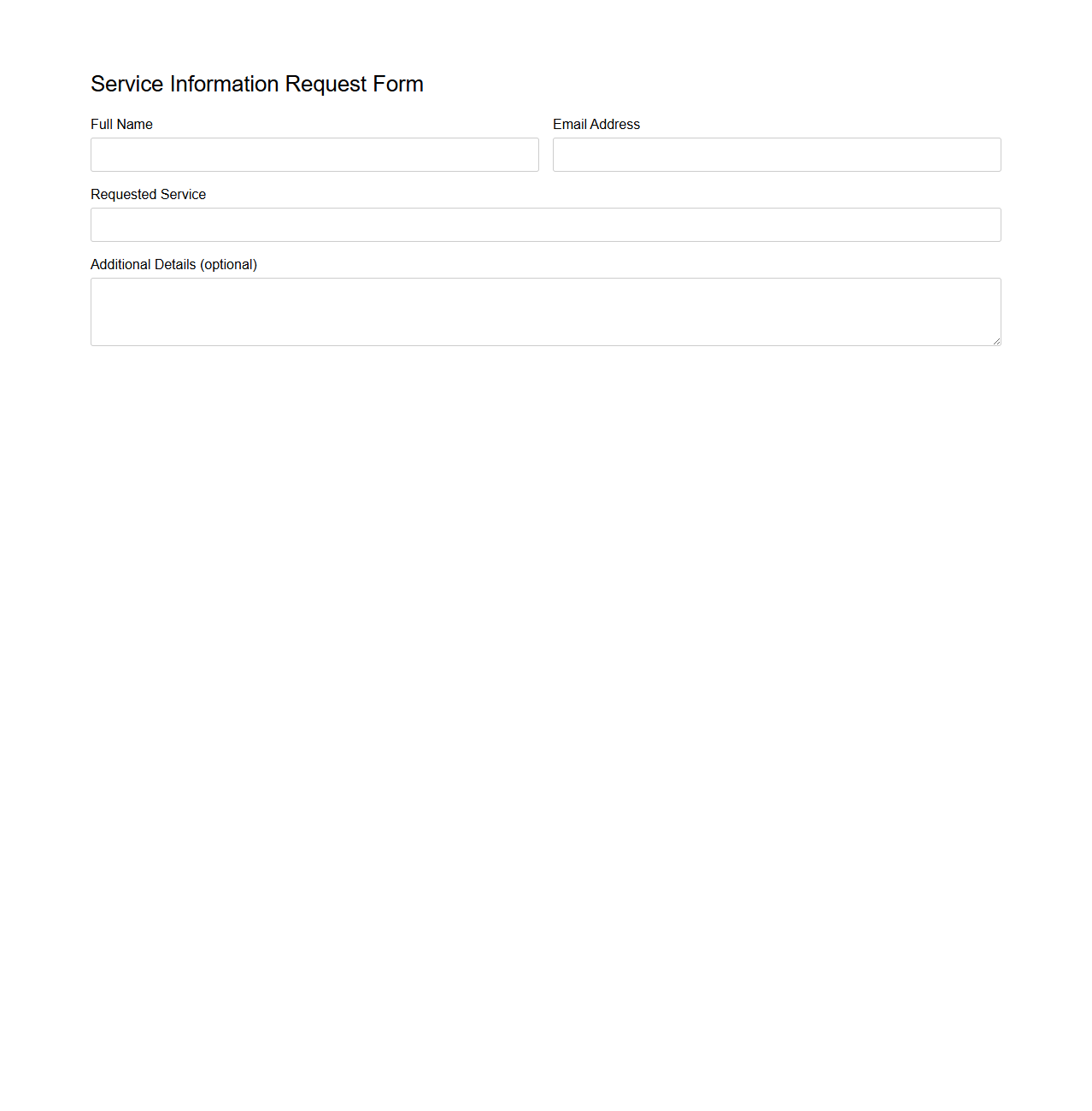 Minimal Service Information Request Form