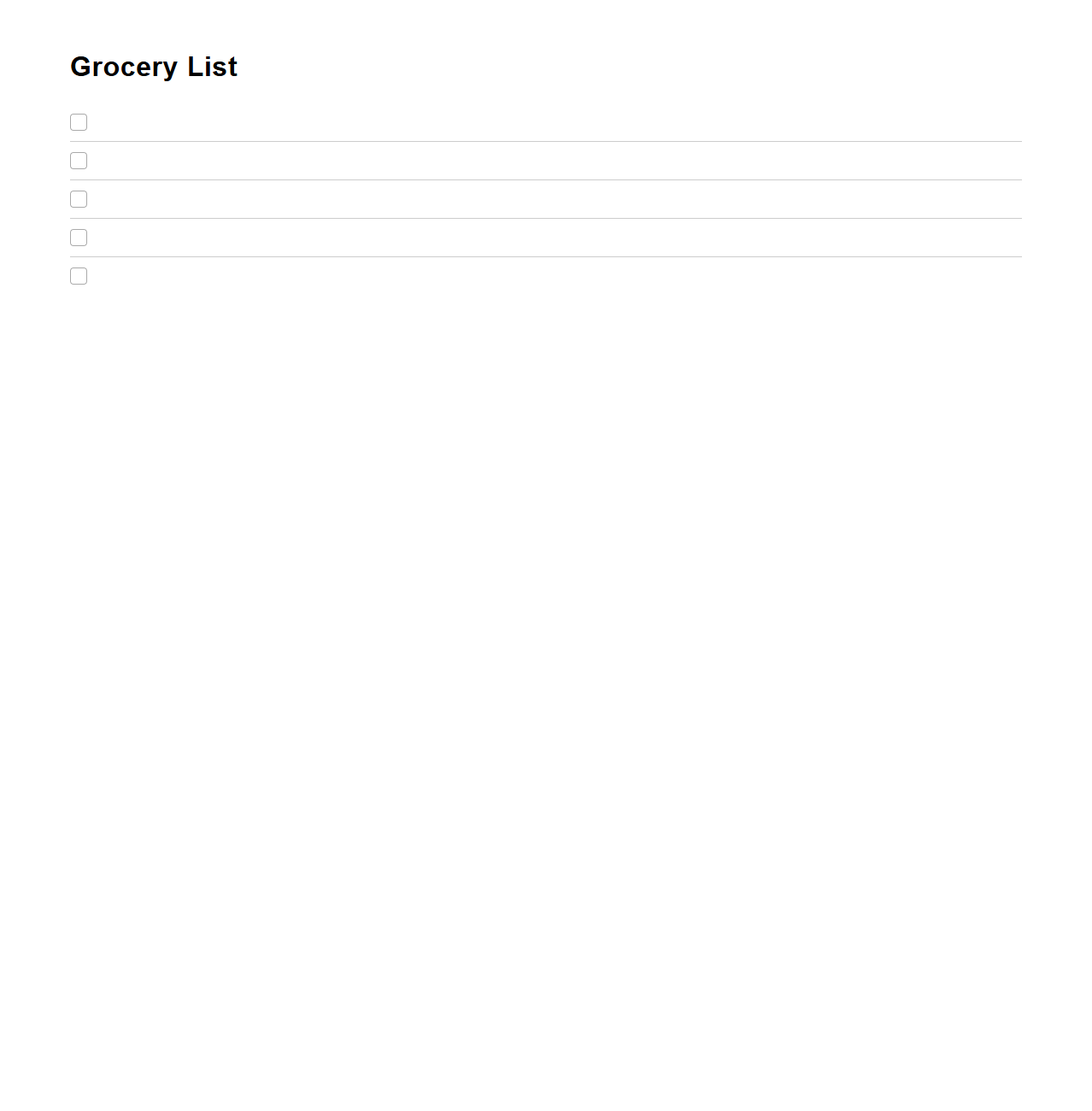 Minimalist Grocery List Template