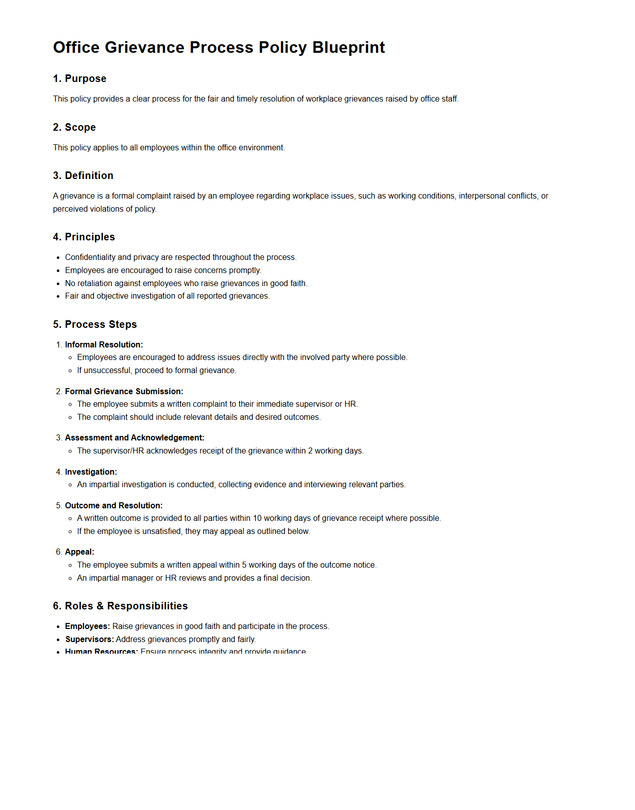 Office Grievance Process Policy Blueprint