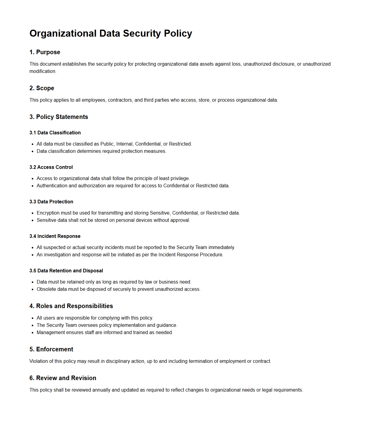 Organizational Data Security Policy Prototype