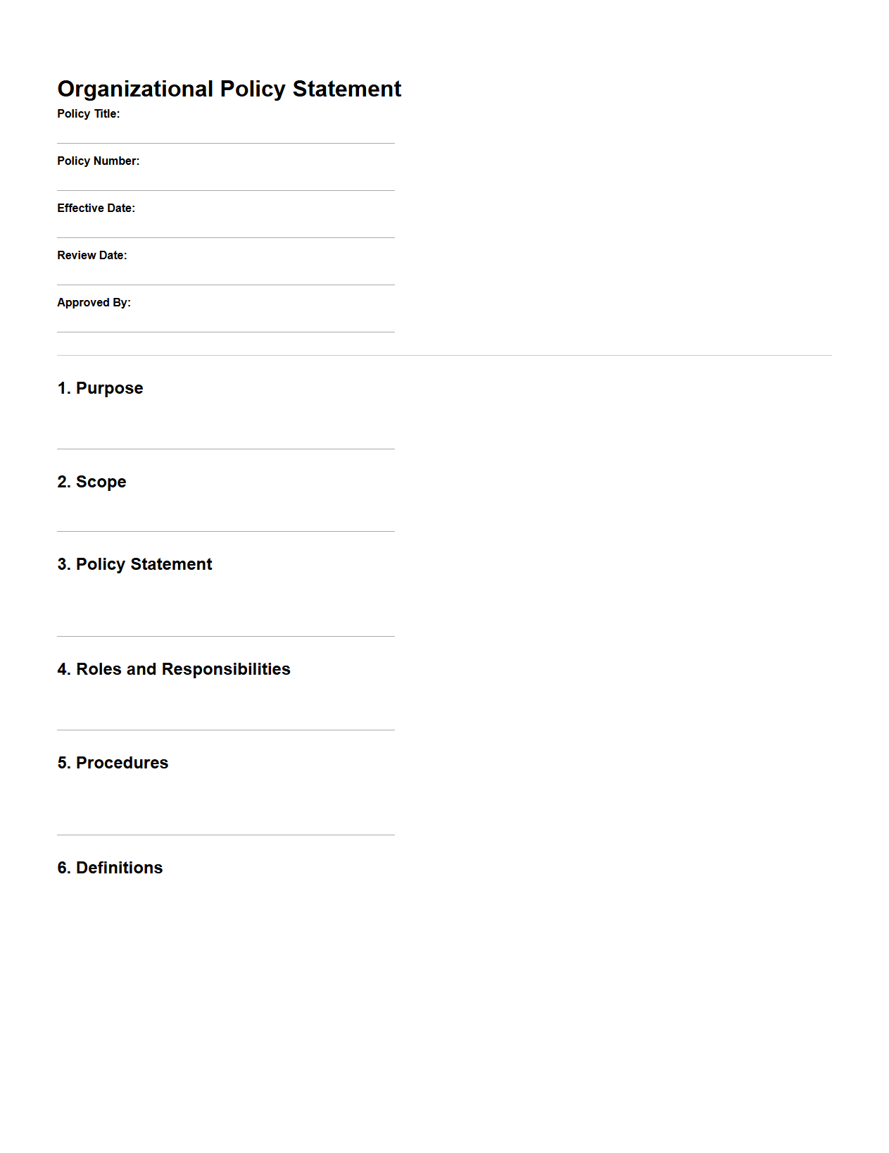 Organizational Policy Statement Skeleton Sheet