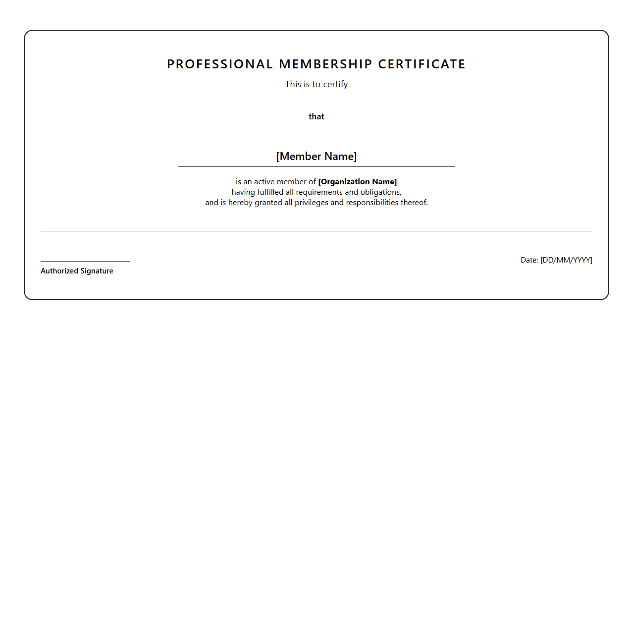 Professional Membership Certificate Design